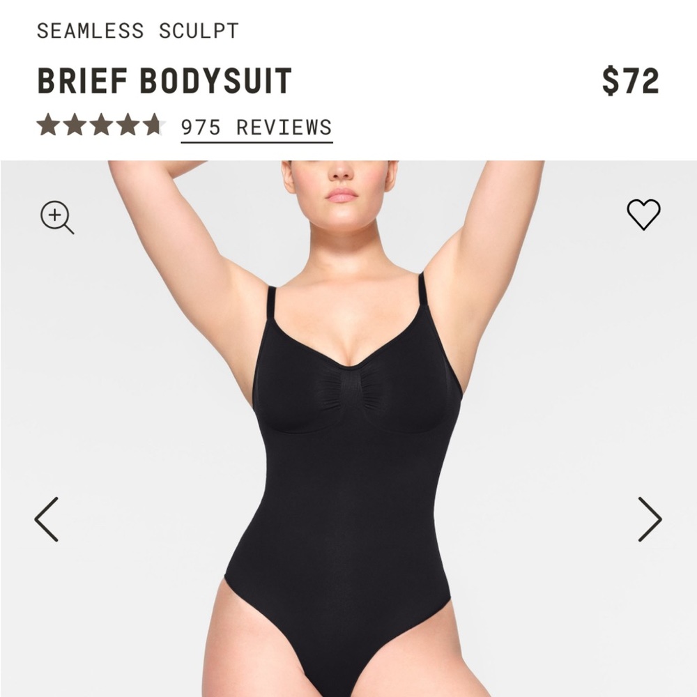 SKIMS Black Seamless Sculpt Brief Bodysuit